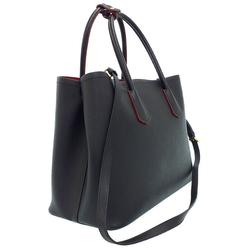 Prada red contrasting Double interior Bag Saffiano Leather black